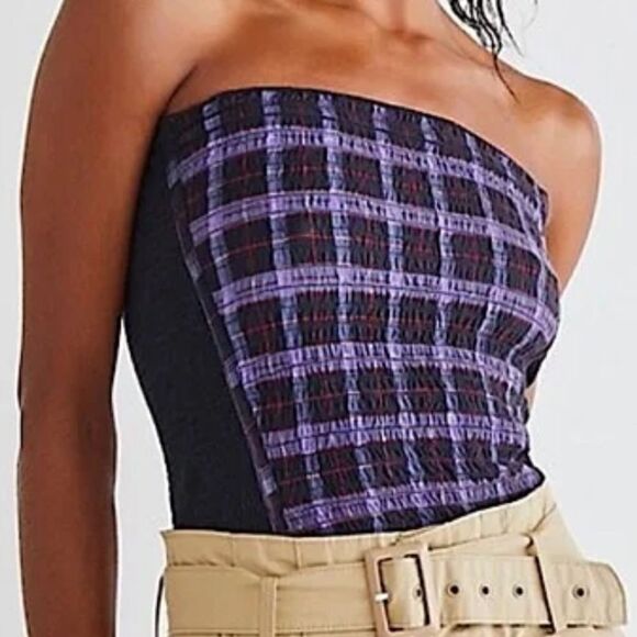 Free People Combo Black Purple In The Groove Tube Tank Top Size Medium - Picture 1 of 10